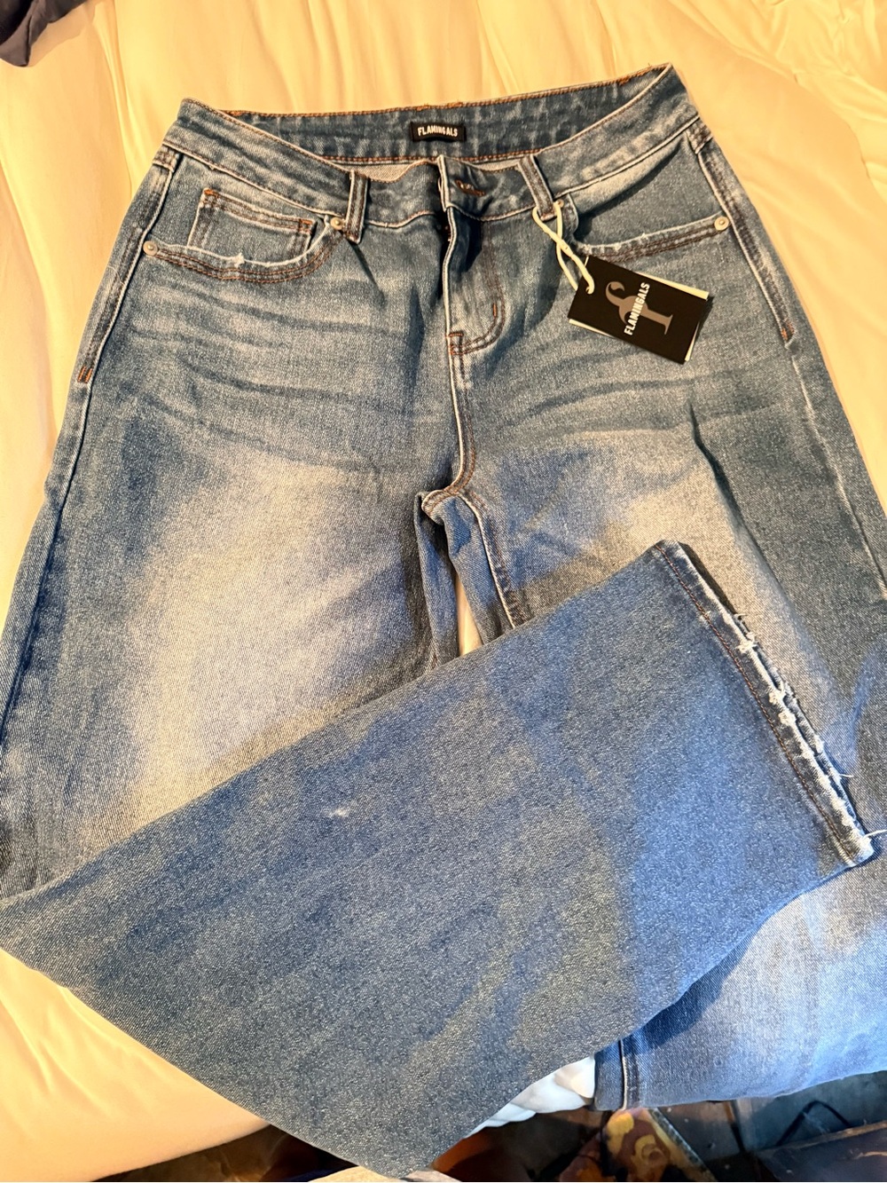 Women’s Flamingals Blue High-Rise Straight Bootcut Jeans